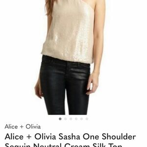 Alice + Olivia One-Shoulder Sasha Sequin Camisole in Cream